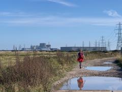 Approaching the beach at last, towards Dungeness Nuclear Power Station